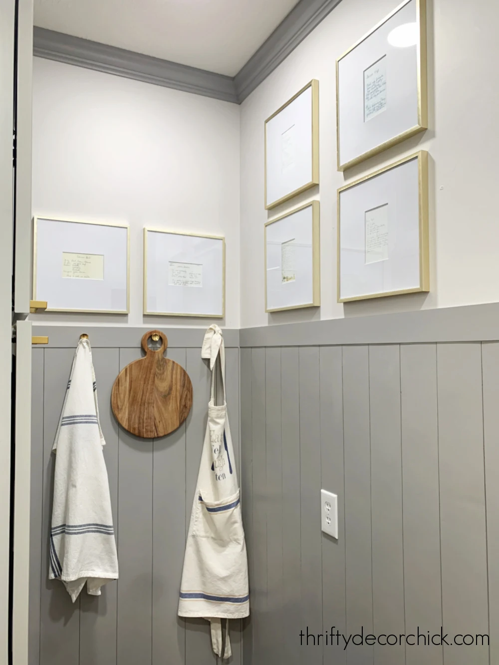 framed recipes in pantry